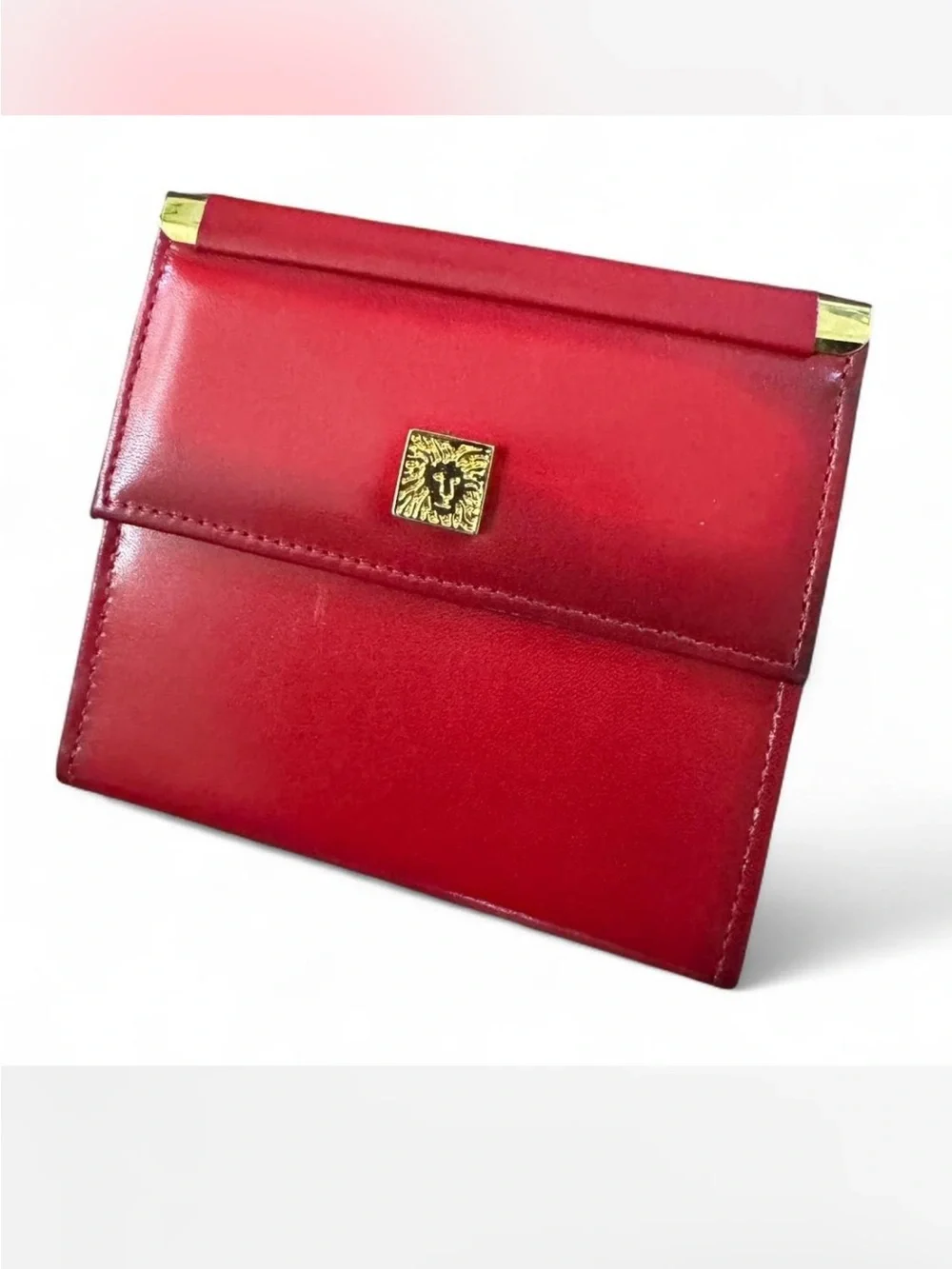 Vintage Anne Klein for St.Thomas Red leather trifold wallet and key holder bundl